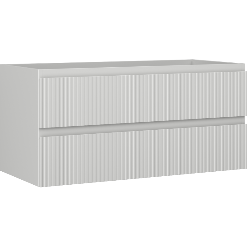 Mexen Rivel szafka łazienkowa podumywalkowa 100 cm, 2 szuflady, ryflowana , szara mat - 91A20-10047-2-BFF62