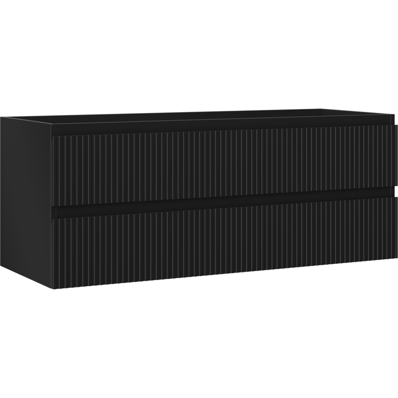 Mexen Rivel szafka łazienkowa podumywalkowa 120 cm, 2 szuflady, ryflowana , czarna mat - 91A20-12047-2-BFF71