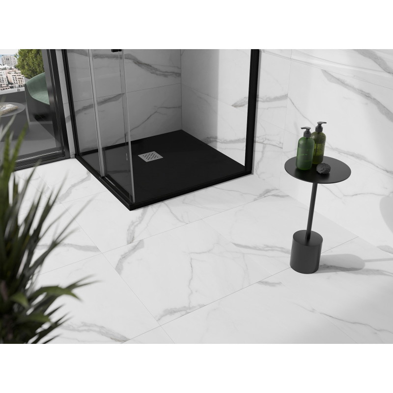 Mexen Stone+ brodzik kompozytowy kwadratowy 80 x 80 cm, czarny - 44708080