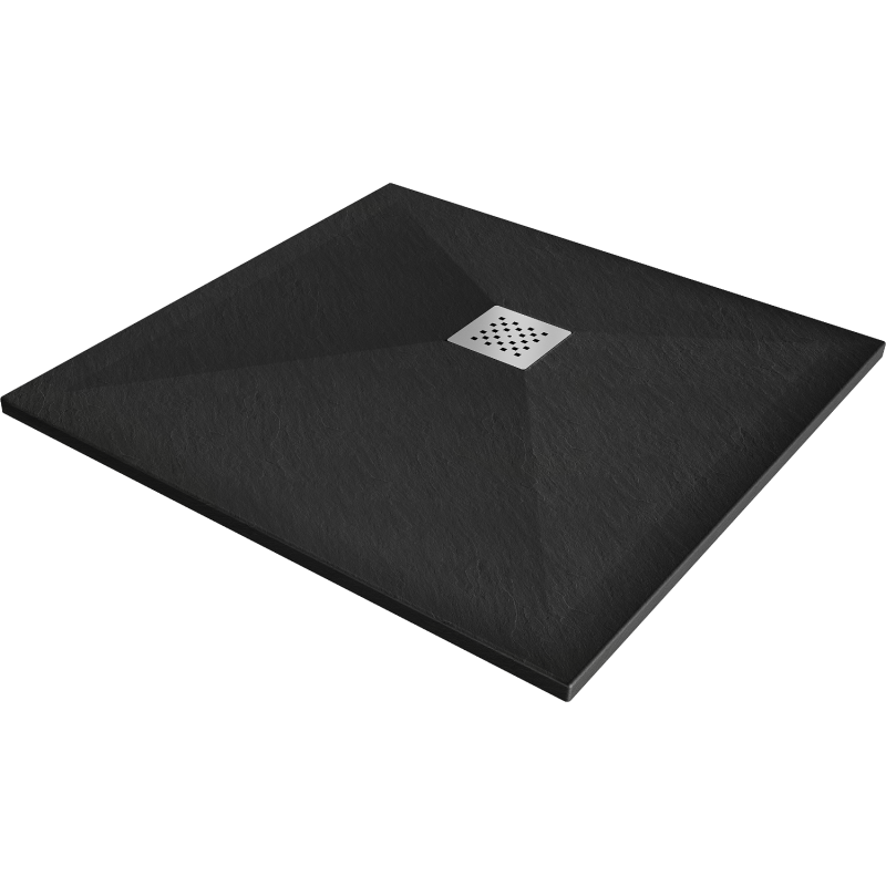 Mexen Stone+ brodzik kompozytowy kwadratowy 80 x 80 cm, czarny - 44708080