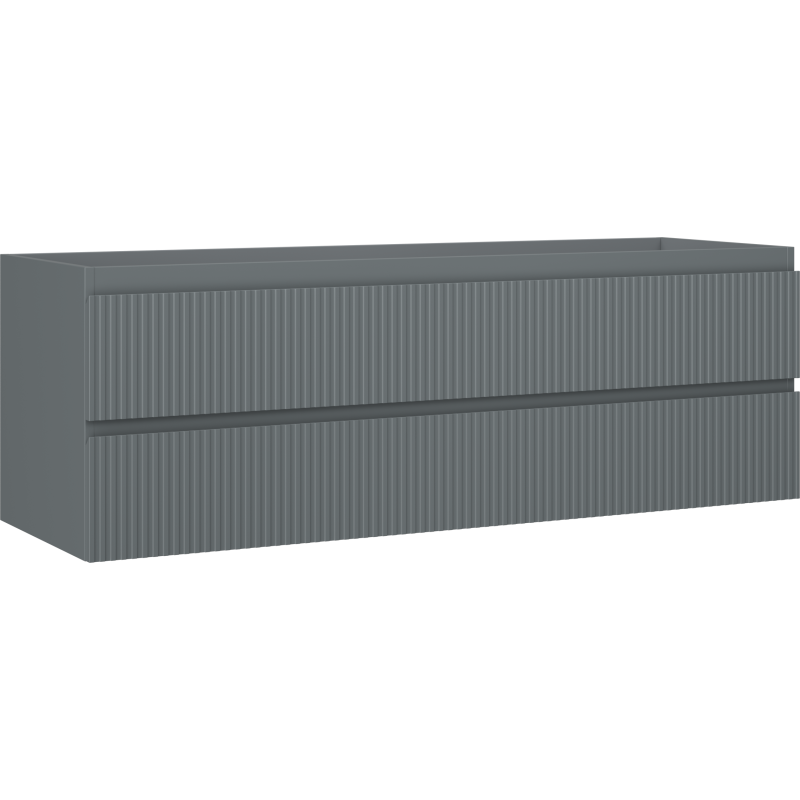 Mexen Rivel szafka łazienkowa podumywalkowa 140 cm, 2 szuflady, ryflowana , grafit mat - 91A20-14047-2-BFF66