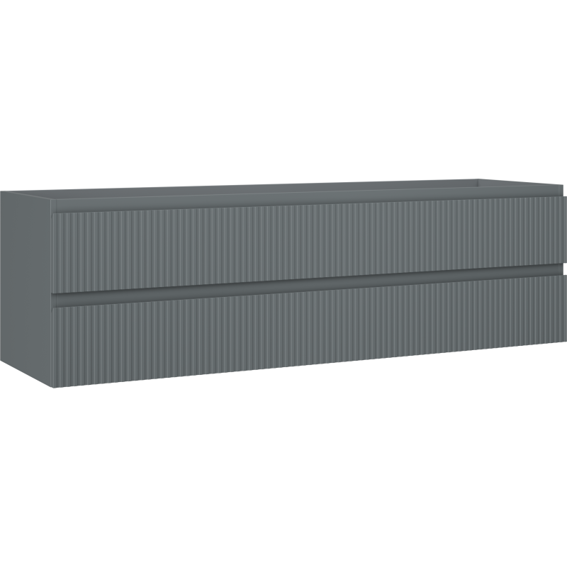 Mexen Rivel szafka łazienkowa podumywalkowa 160 cm, 2 szuflady, ryflowana , grafit mat - 91A20-16047-2-BFF66