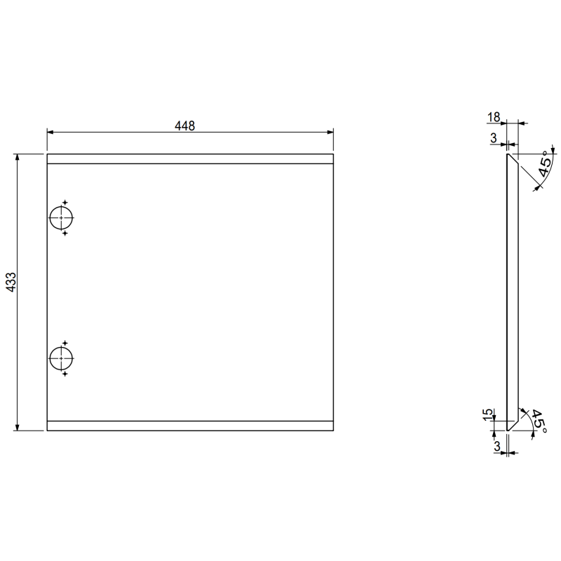 Mexen Rivel szafka łazienkowa podumywalkowa 45 cm, 1 drzwi, ryflowana, orzech - 91A21-04547-1-BF86