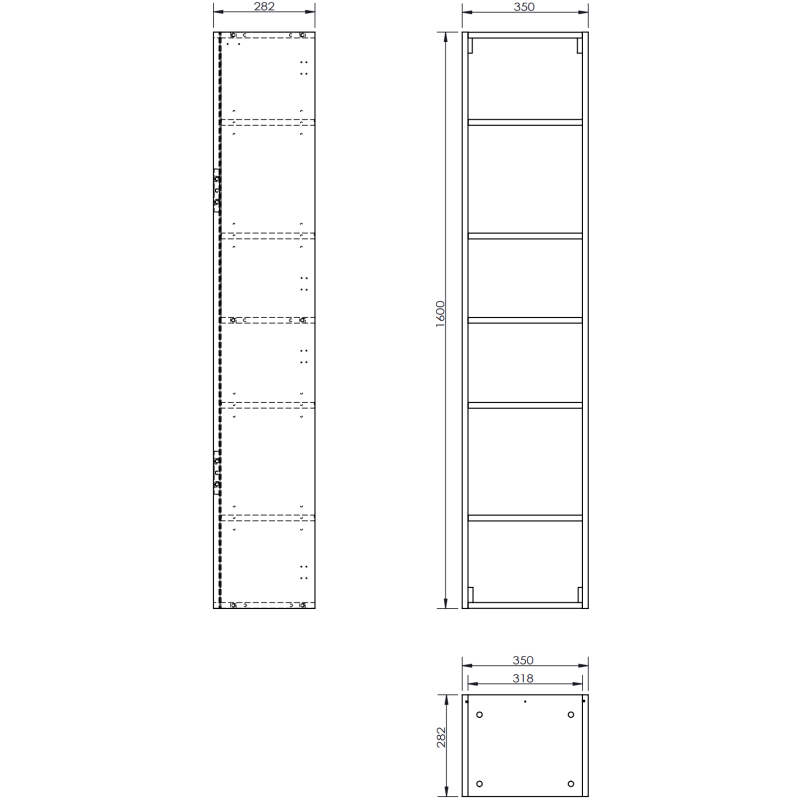 Mexen Rivel słupek łazienkowy 35 cm, 1 drzwi, ryflowany, grafit mat - 91A21-03016-1-BF66