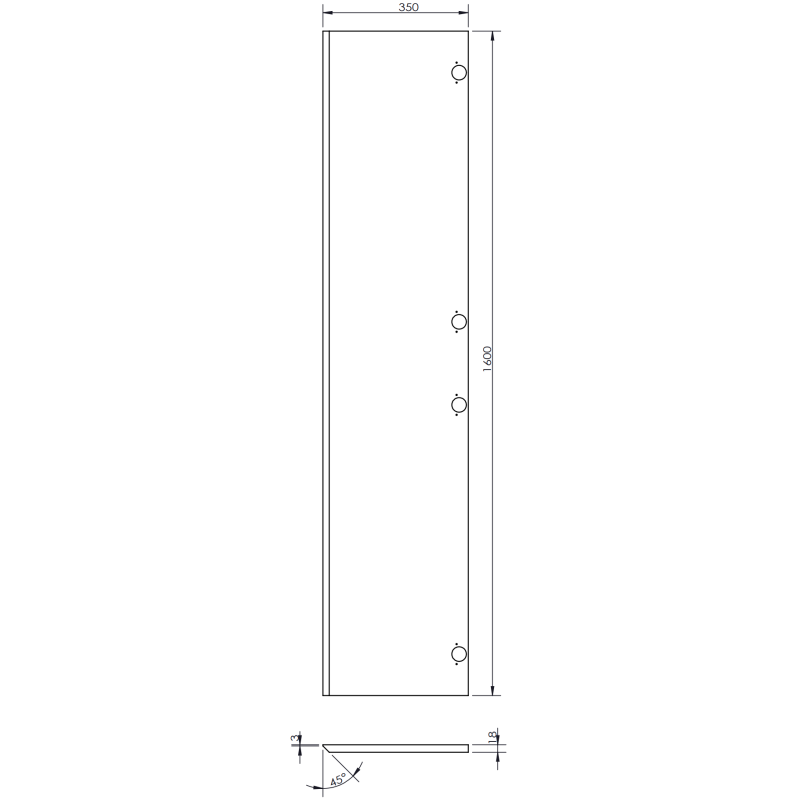 Mexen Rivel słupek łazienkowy 35 cm, 1 drzwi, ryflowany, grafit mat - 91A21-03016-1-BF66