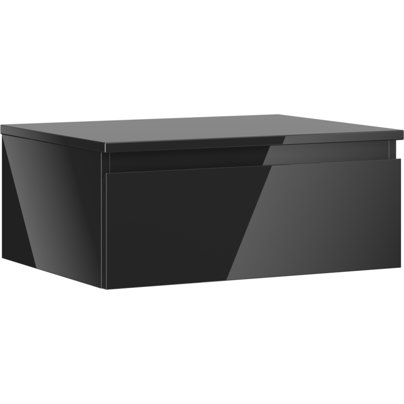 Mexen Orio szafka łazienkowa podumywalkowa 60 cm z blatem, 1 szuflada,  czarna połysk - 91A10-06023-1-BFC70