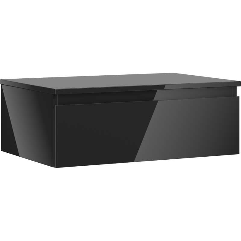 Mexen Orio szafka łazienkowa podumywalkowa 70 cm z blatem, 1 szuflada, czarna połysk - 91A10-07023-1-BFC70