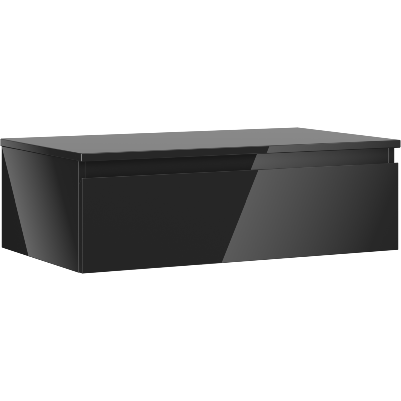 Mexen Orio szafka łazienkowa podumywalkowa 80 cm z blatem, 1 szuflada, czarna połysk - 91A10-08023-1-BFC70