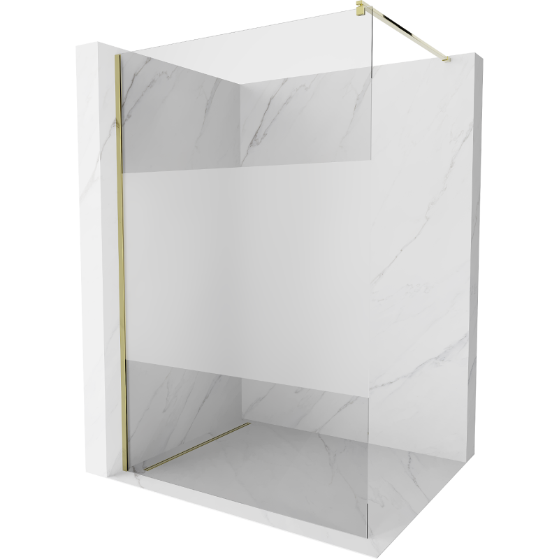 Mexen Kioto ścianka prysznicowa Walk-in 90 x 200 cm, transparent/szron 8 mm, złota - 800-090-101-50-35