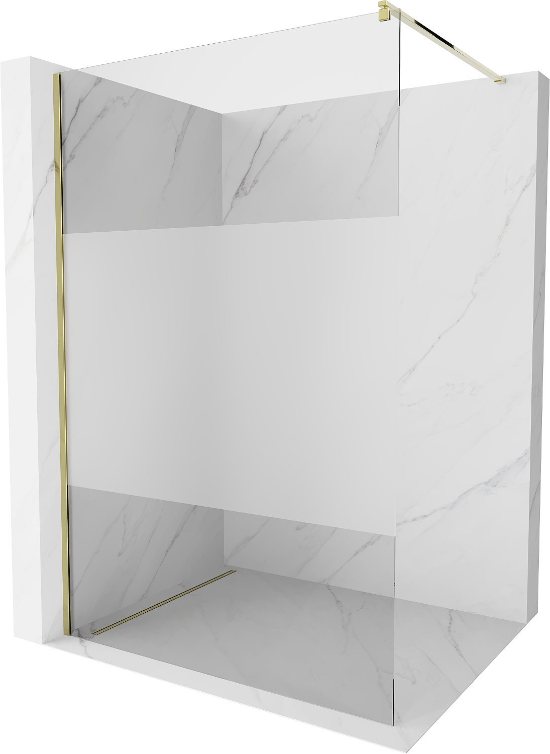 Mexen Kioto ścianka prysznicowa 110 x 200 cm, transparent/szron 8 mm, złota - 800-110-101-50-35