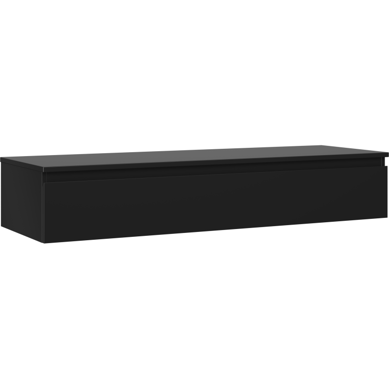 Mexen Orio szafka łazienkowa podumywalkowa 140 cm z blatem, 1 szuflada, czarna mat - 91A10-14023-1-BFC71