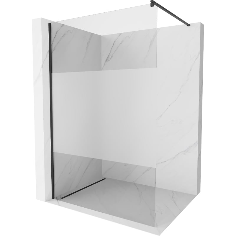 Mexen Kioto ścianka prysznicowa Walk-in 90 x 200 cm, transparent/szron 8 mm, czarna - 800-090-101-70-35