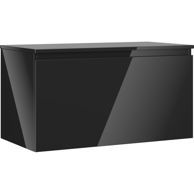 Mexen Orio szafka łazienkowa podumywalkowa 90 cm z blatem, 1 szuflada, czarna połysk - 91A10-09047-1-BFC70