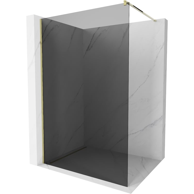 Mexen Kioto ścianka prysznicowa Walk-in 70 x 200 cm, grafit 8 mm, złota - 800-070-101-50-40
