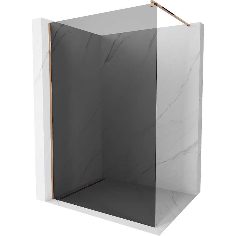Mexen Kioto ścianka prysznicowa Walk-in 80 x 200 cm, grafit 8 mm, różowe złoto - 800-080-101-60-40