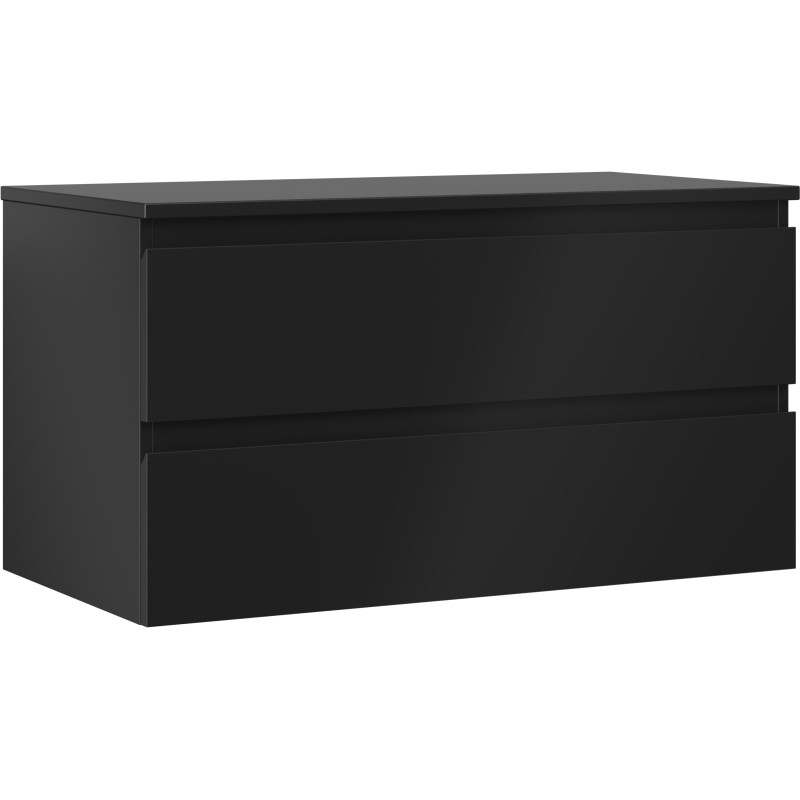 Mexen Orio szafka łazienkowa podumywalkowa 90 cm z blatem, 2 szuflady, czarna mat - 91A10-09047-2-BFFC71