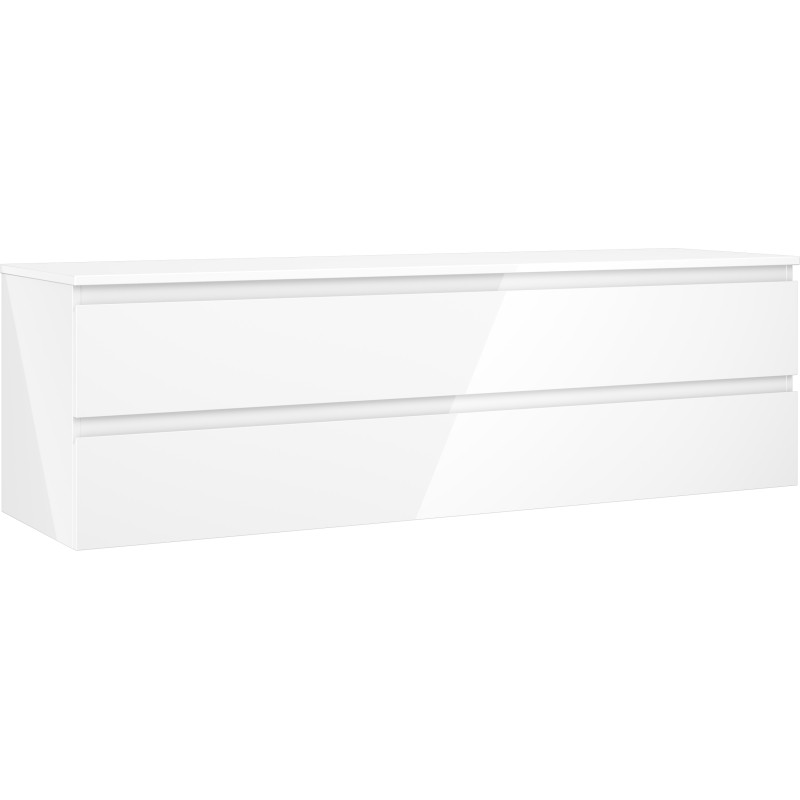 Mexen Orio szafka łazienkowa podumywalkowa 160 cm z blatem, 2 szuflady, biała połysk - 91A10-16047-2-BFFC00