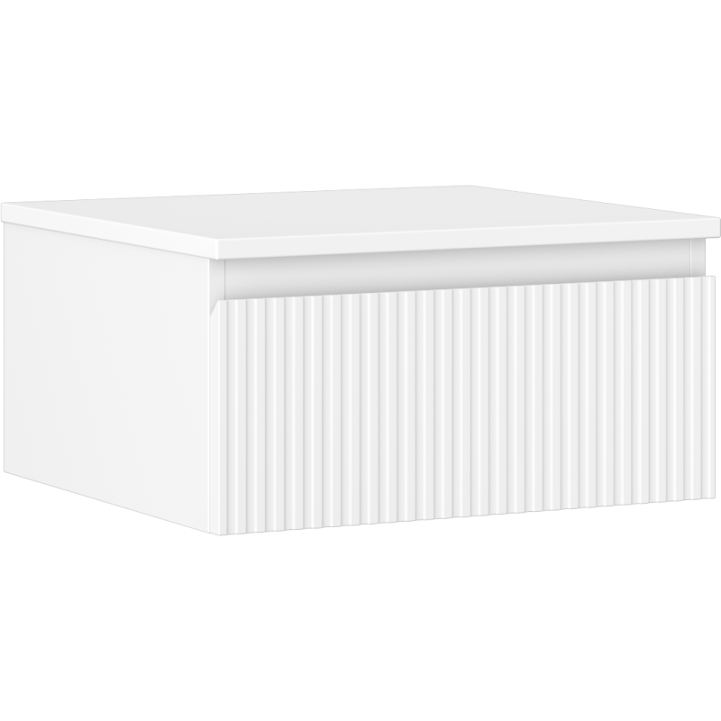 Mexen Rivel szafka łazienkowa podumywalkowa 50 cm z blatem, 1 szuflada, ryflowana , biała mat - 91A20-05023-1-BFC01