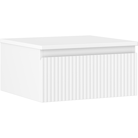 Mexen Rivel szafka łazienkowa podumywalkowa 50 cm z blatem, 1 szuflada, ryflowana , biała mat - 91A20-05023-1-BFC01