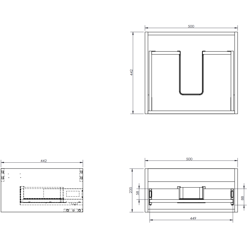 Mexen Rivel szafka łazienkowa podumywalkowa 50 cm z blatem, 1 szuflada, ryflowana , szara mat - 91A20-05023-1-BFC62