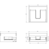 Mexen Rivel szafka łazienkowa podumywalkowa 50 cm z blatem, 1 szuflada, ryflowana , czarna mat - 91A20-05023-1-BFC71