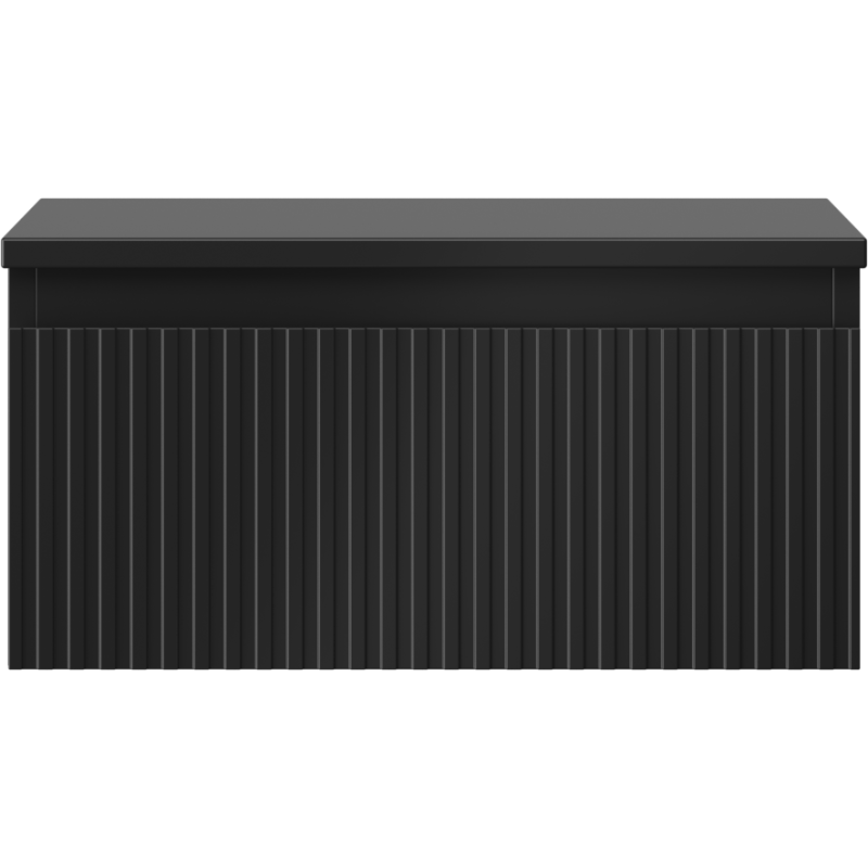 Mexen Rivel szafka łazienkowa podumywalkowa 50 cm z blatem, 1 szuflada, ryflowana , czarna mat - 91A20-05023-1-BFC71