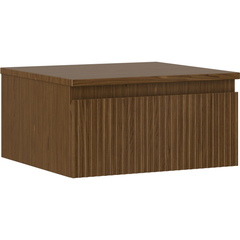 Mexen Rivel szafka łazienkowa podumywalkowa 50 cm z blatem, 1 szuflada, ryflowana , orzech - 91A20-05023-1-BFC86