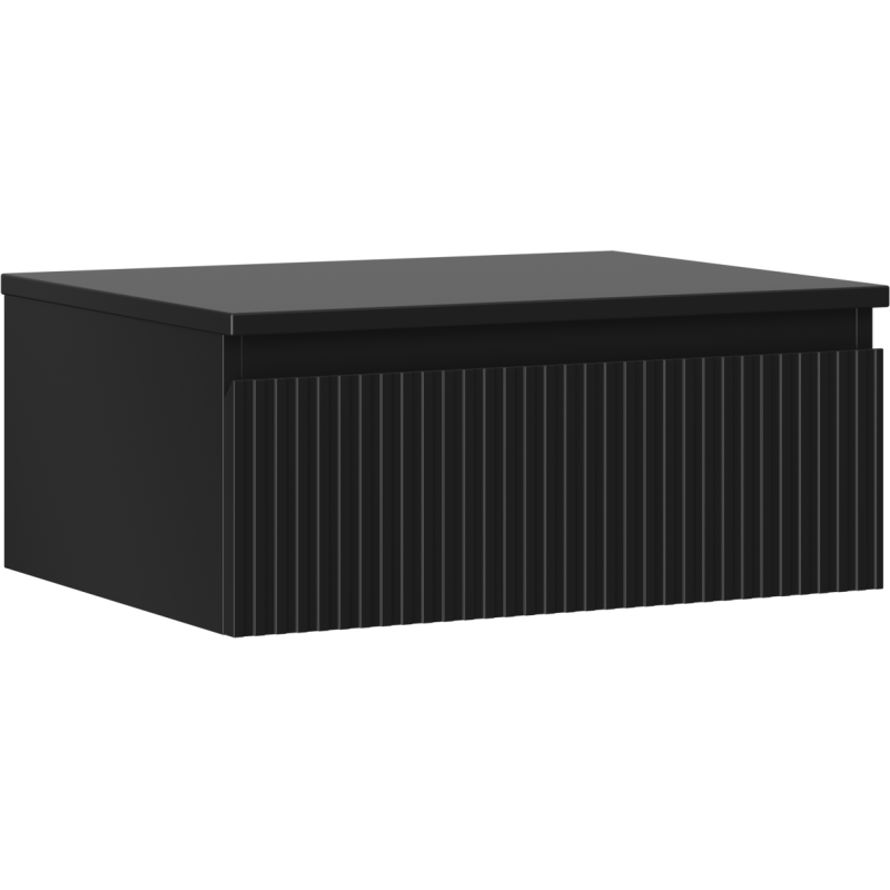 Mexen Rivel szafka łazienkowa podumywalkowa 60 cm z blatem, 1 szuflada, ryflowana , czarna mat - 91A20-06023-1-BFC71