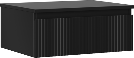 Mexen Rivel szafka łazienkowa podumywalkowa 60 cm z blatem, 1 szuflada, ryflowana , czarna mat - 91A20-06023-1-BFC71