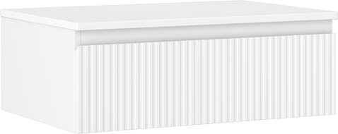 Mexen Rivel szafka łazienkowa podumywalkowa 70 cm z blatem, 1 szuflada, ryflowana , biała mat - 91A20-07023-1-BFC01
