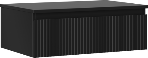 Mexen Rivel szafka łazienkowa podumywalkowa 70 cm z blatem, 1 szuflada, ryflowana , czarna mat - 91A20-07023-1-BFC71