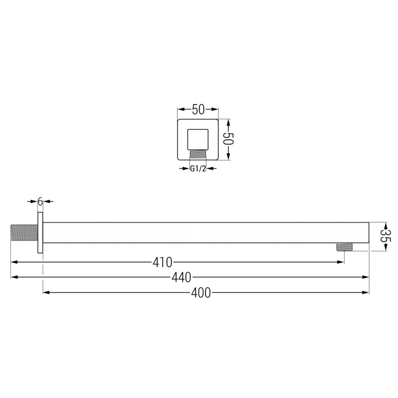 Mexen Cube ramię prysznicowe ścienne 40 cm chrom - 79111-00