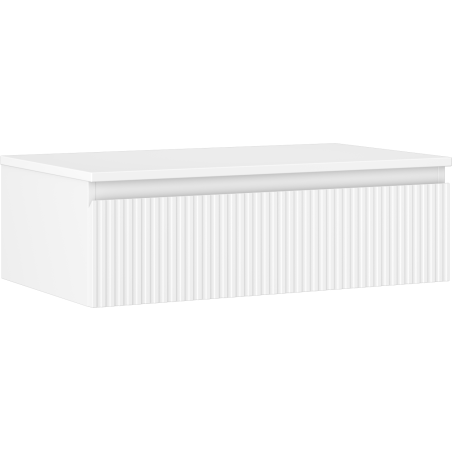 Mexen Rivel szafka łazienkowa podumywalkowa 80 cm z blatem, 1 szuflada, ryflowana , biała mat - 91A20-08023-1-BFC01