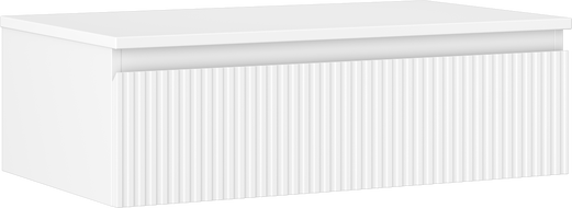 Mexen Rivel szafka łazienkowa podumywalkowa 80 cm z blatem, 1 szuflada, ryflowana , biała mat - 91A20-08023-1-BFC01