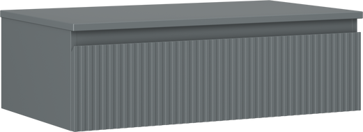 Mexen Rivel szafka łazienkowa podumywalkowa 80 cm z blatem, 1 szuflada, ryflowana , grafit mat - 91A20-08023-1-BFC66
