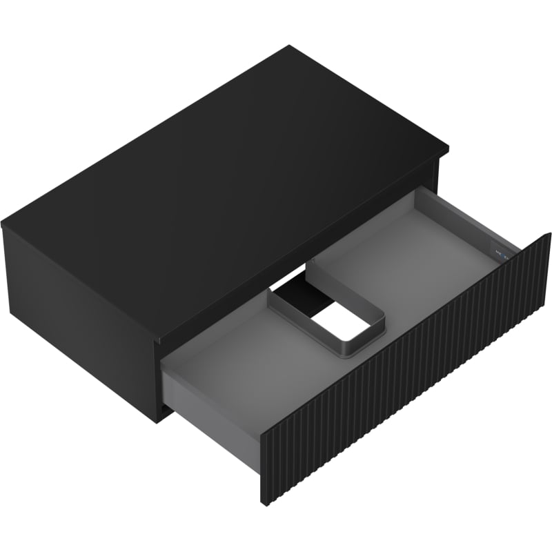 Mexen Rivel szafka łazienkowa podumywalkowa 80 cm z blatem, 1 szuflada, ryflowana , czarna mat - 91A20-08023-1-BFC71