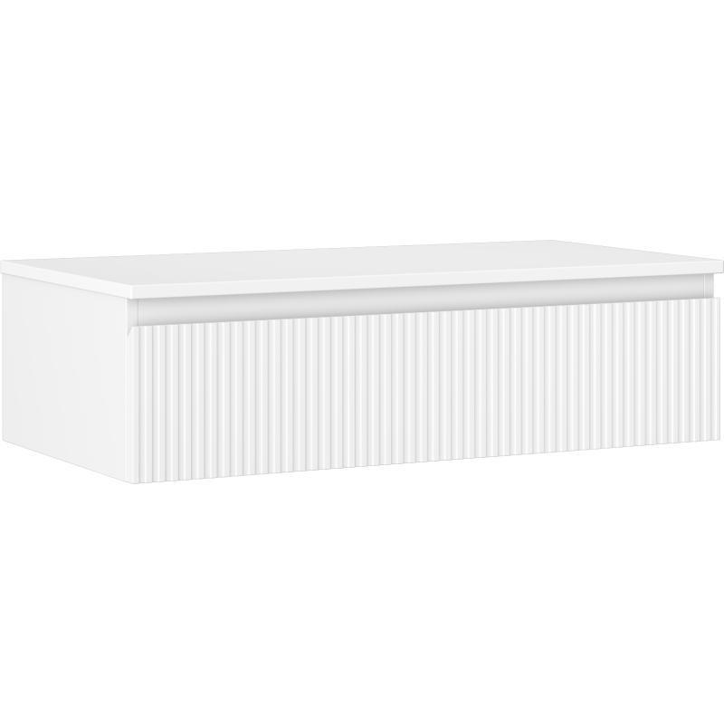Mexen Rivel szafka łazienkowa podumywalkowa 90 cm z blatem, 1 szuflada, ryflowana , biała mat - 91A20-09023-1-BFC01