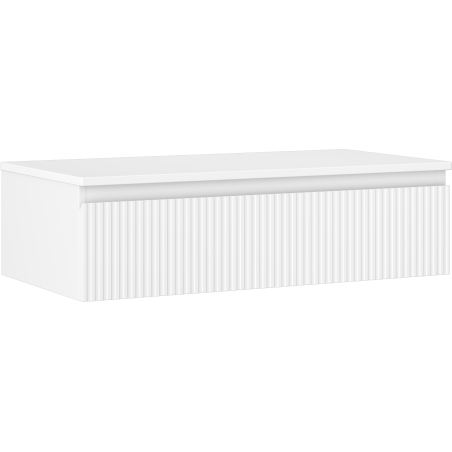 Mexen Rivel szafka łazienkowa podumywalkowa 90 cm z blatem, 1 szuflada, ryflowana , biała mat - 91A20-09023-1-BFC01