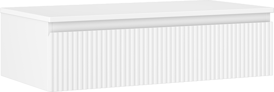 Mexen Rivel szafka łazienkowa podumywalkowa 90 cm z blatem, 1 szuflada, ryflowana , biała mat - 91A20-09023-1-BFC01