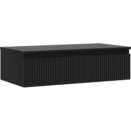 Mexen Rivel szafka łazienkowa podumywalkowa 90 cm z blatem, 1 szuflada, ryflowana , czarna mat - 91A20-09023-1-BFC71