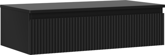 Mexen Rivel szafka łazienkowa podumywalkowa 90 cm z blatem, 1 szuflada, ryflowana , czarna mat - 91A20-09023-1-BFC71