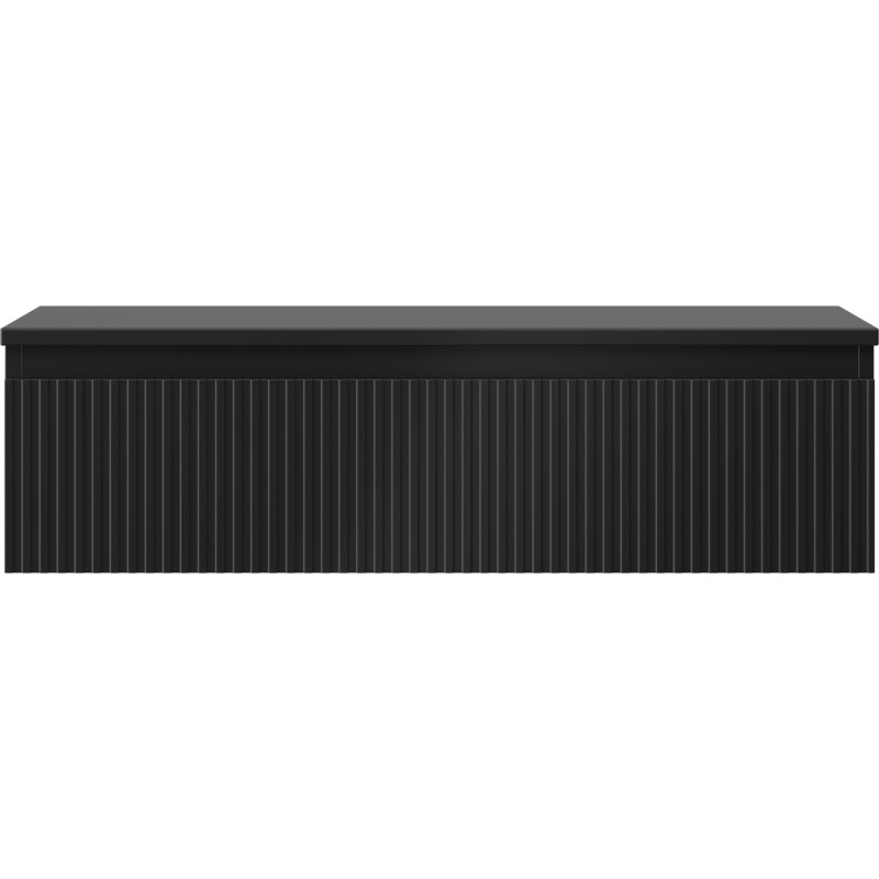 Mexen Rivel szafka łazienkowa podumywalkowa 90 cm z blatem, 1 szuflada, ryflowana , czarna mat - 91A20-09023-1-BFC71