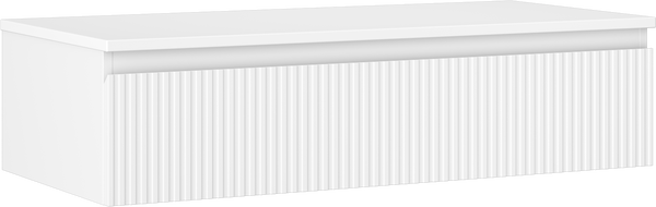 Mexen Rivel szafka łazienkowa podumywalkowa 100 cm z blatem, 1 szuflada, ryflowana , biała mat - 91A20-10023-1-BFC01