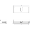 Mexen Rivel szafka łazienkowa podumywalkowa 100 cm z blatem, 1 szuflada, ryflowana , czarna mat - 91A20-10023-1-BFC71