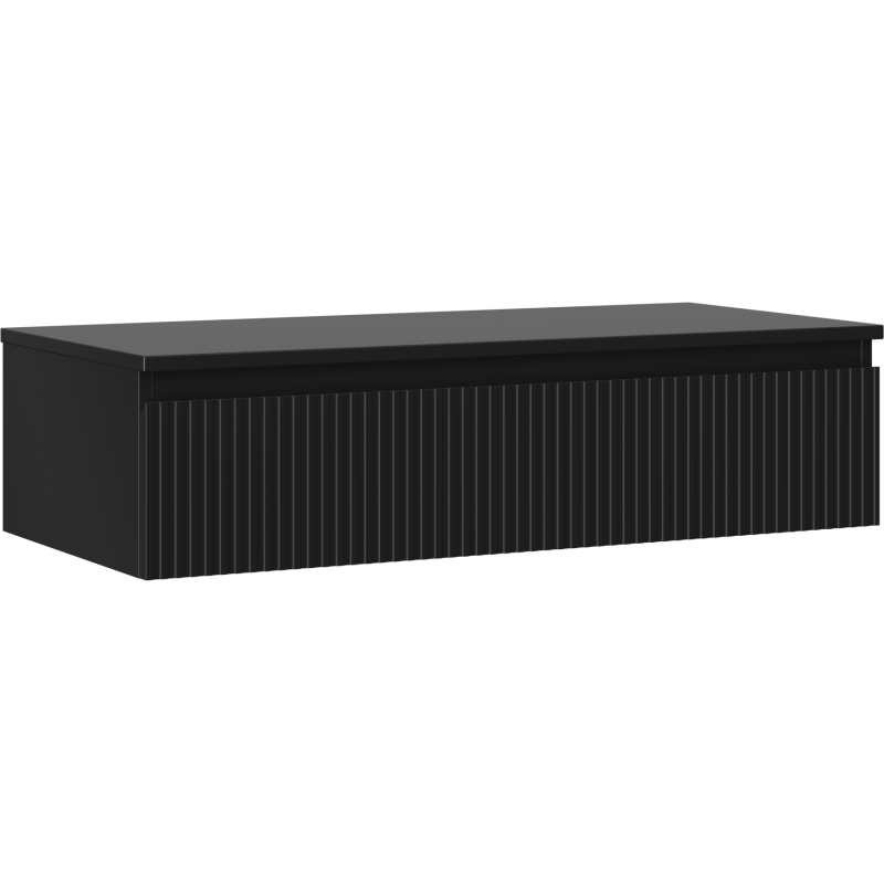 Mexen Rivel szafka łazienkowa podumywalkowa 100 cm z blatem, 1 szuflada, ryflowana , czarna mat - 91A20-10023-1-BFC71