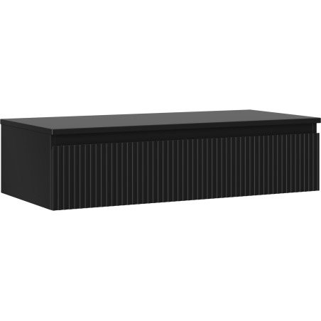 Mexen Rivel szafka łazienkowa podumywalkowa 100 cm z blatem, 1 szuflada, ryflowana , czarna mat - 91A20-10023-1-BFC71