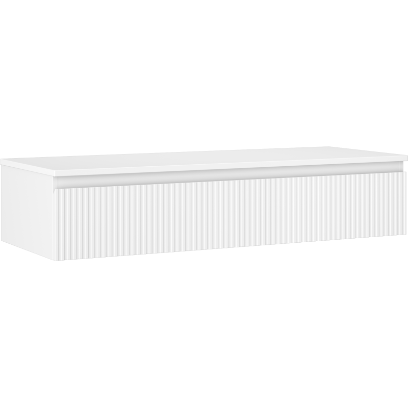 Mexen Rivel szafka łazienkowa podumywalkowa 120 cm z blatem, 1 szuflada, ryflowana , biała mat - 91A20-12023-1-BFC01
