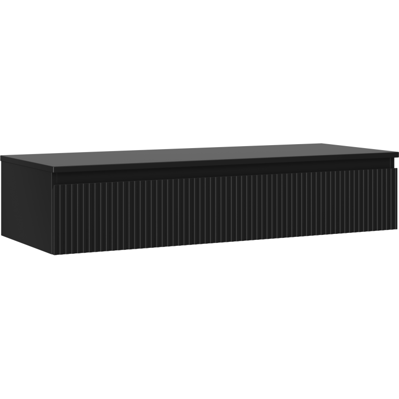 Mexen Rivel szafka łazienkowa podumywalkowa 120 cm z blatem, 1 szuflada, ryflowana , czarna mat - 91A20-12023-1-BFC71