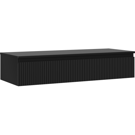 Mexen Rivel szafka łazienkowa podumywalkowa 120 cm z blatem, 1 szuflada, ryflowana , czarna mat - 91A20-12023-1-BFC71