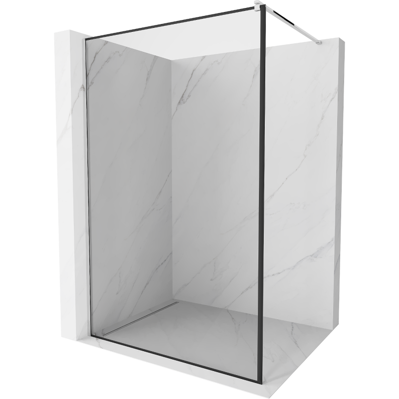 Mexen Kioto ścianka prysznicowa Walk-in 130 x 200 cm, czarna ramka 8 mm, chrom - 800-130-101-01-70